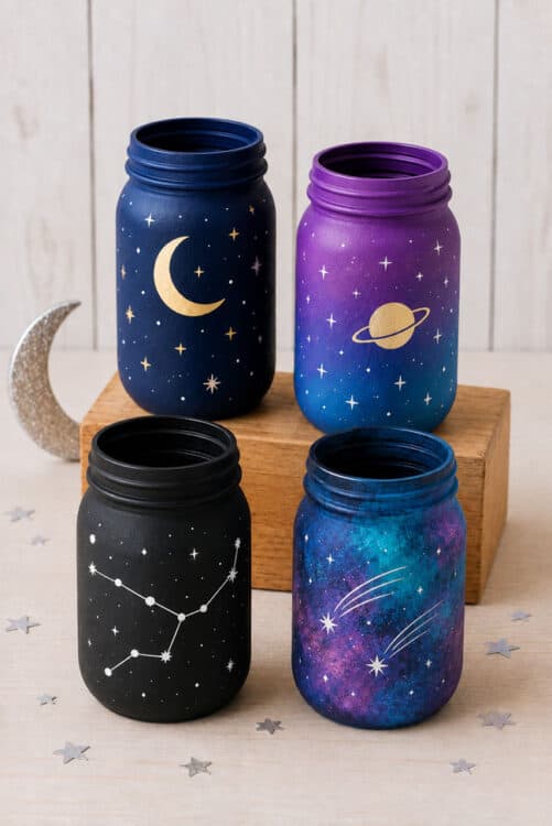 Mason Jar Painting Galaxy Painted Mason Jars