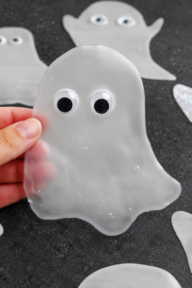 Ghost Window Clings Holding a cute ghost window cling made with white glue
