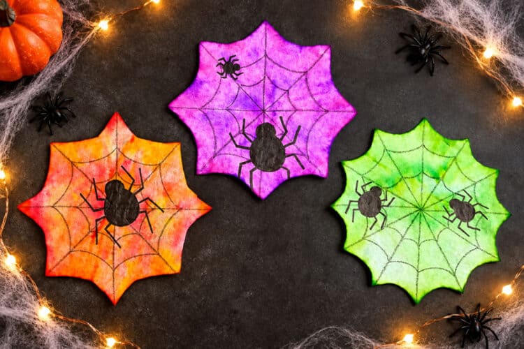 Coffee Filter Spider Suncatchers Halloween coffee filter suncatchers
