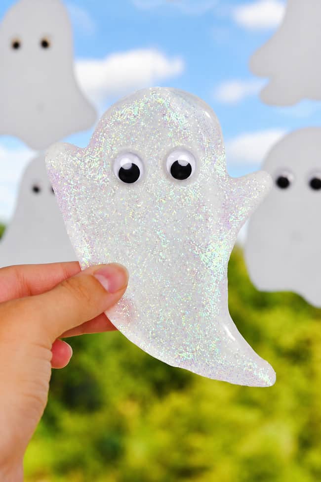 Halloween Ghost Window Cling Placing a school glue ghost on a window