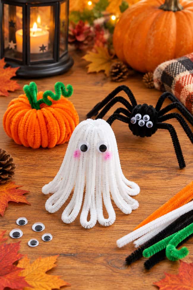 Cute Halloween characters made with pipe cleaners