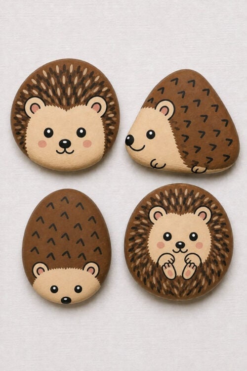 Autumn Painted Rocks Hedgehog painted rocks
