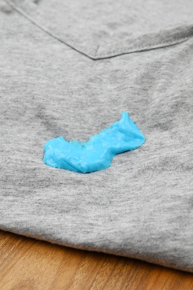 How to Get Slime Out of Clothes Slime on a grey t-shirt