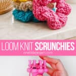 Make a knit scrunchie on a loom