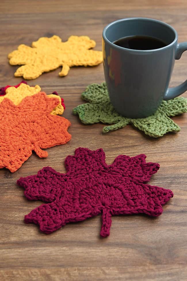 Maple Leaf Crochet Pattern Beautiful DIY maple leaf coasters in fall colours