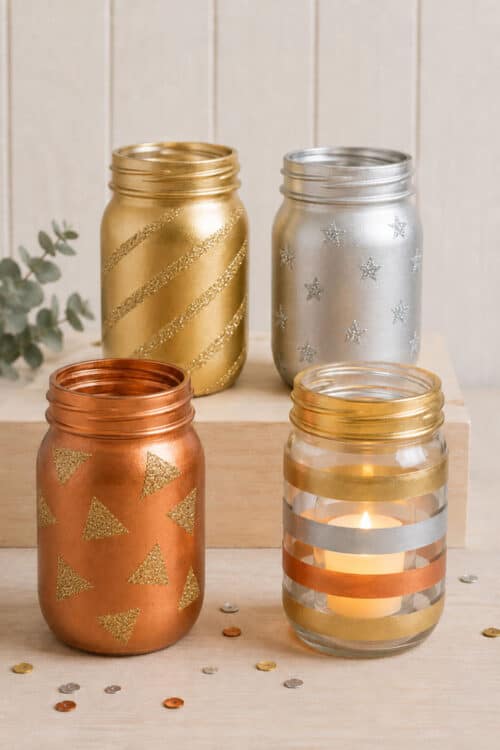 Painted Mason Jar Ideas Metallic Painted Mason Jars