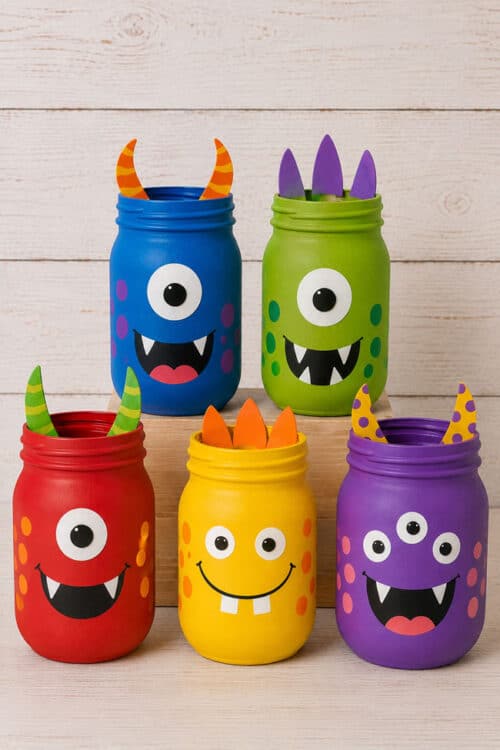 Painted Mason Jars Monster Painted Mason Jars