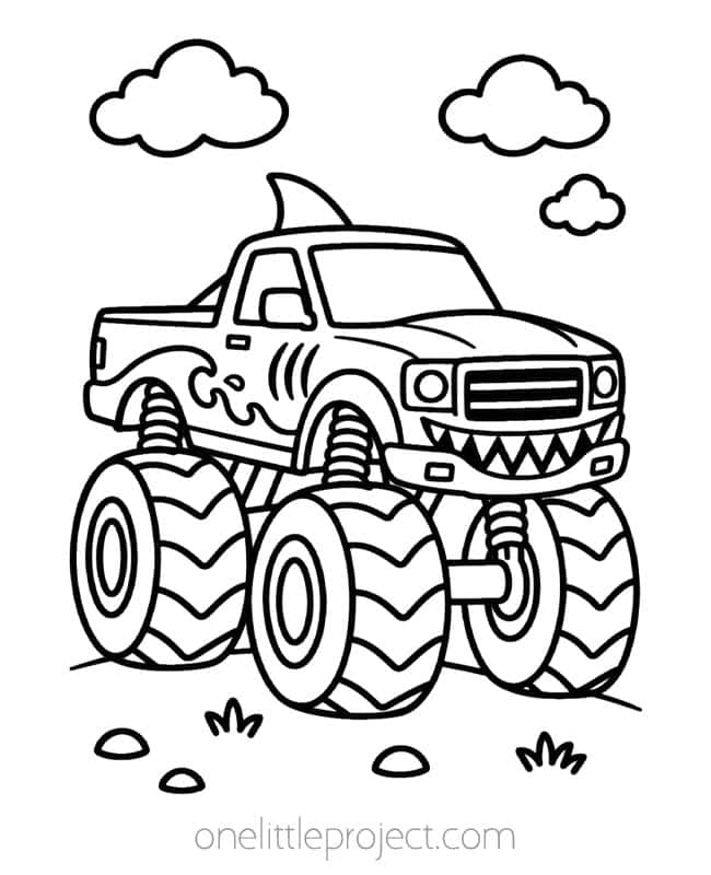 Monster Truck Coloring Page Monster Truck Coloring Page - shark truck