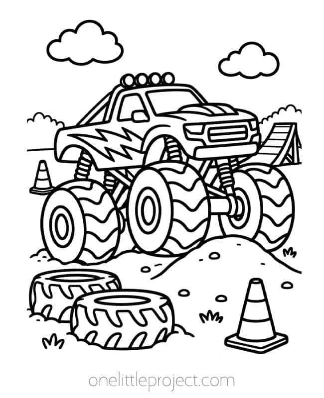 Monster Truck Coloring Pages Monster Truck Coloring Pages - obstacle course