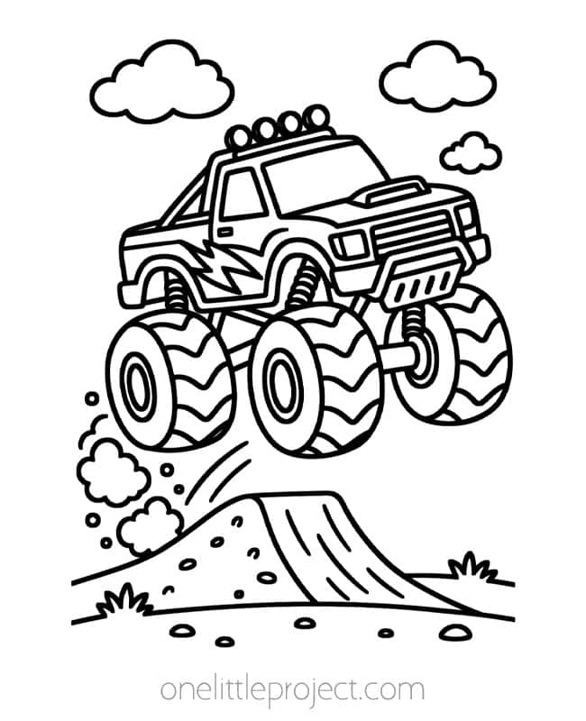 Monster Truck Coloring Pages Monster Truck Coloring Pages - jumping truck