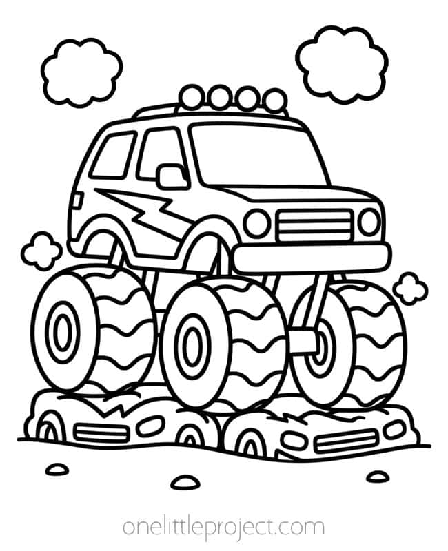 Monster Truck Coloring Sheets Monster Truck Coloring Sheets - crushing cars