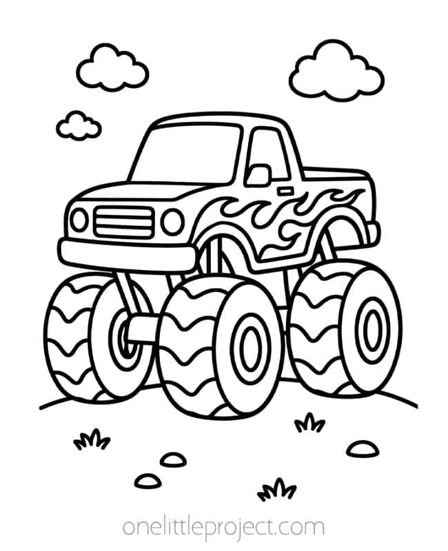 Monster Truck Coloring Sheets Monster Truck Coloring Sheets - classic flame truck