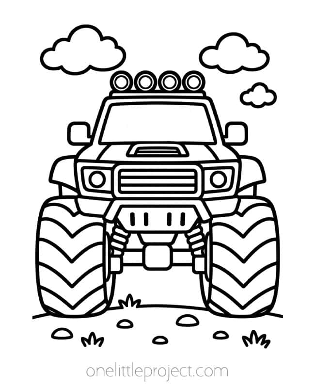 Monster Trucks Coloring Pages Monster Trucks Coloring Pages - front view of truck