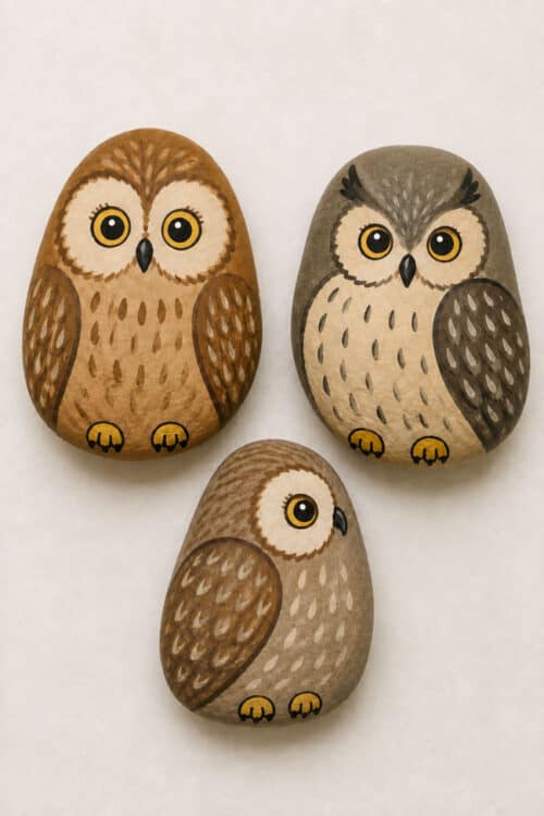 Fall Rock Painting Owl rock painting