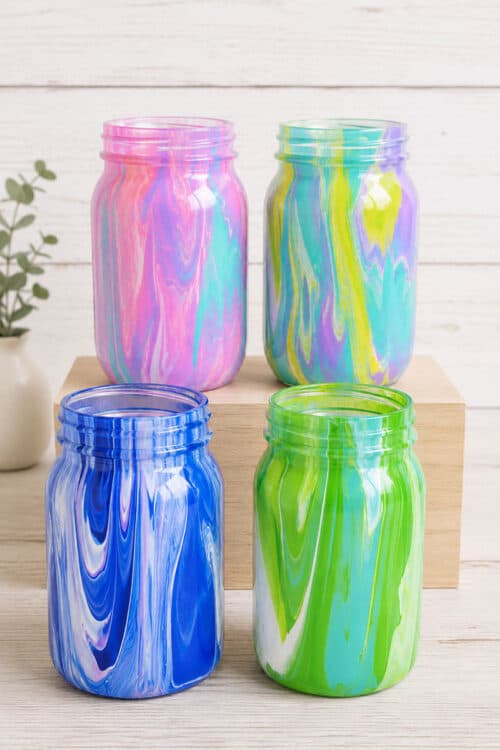 Painted Mason Jar Ideas Paint Pour Painted Mason Jars