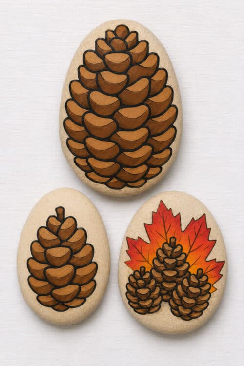 Fall Painted Rocks Pinecone painted rocks