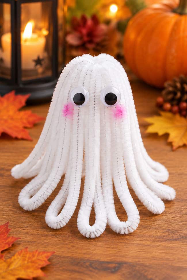Closeup on a pipe cleaner ghost