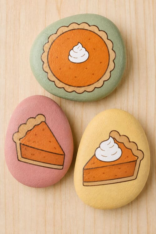 Fall Rock Painting Ideas Pumpkin pie rock painting