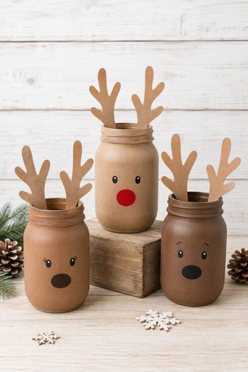 Painting Mason Jars Reindeer Painted Mason Jars