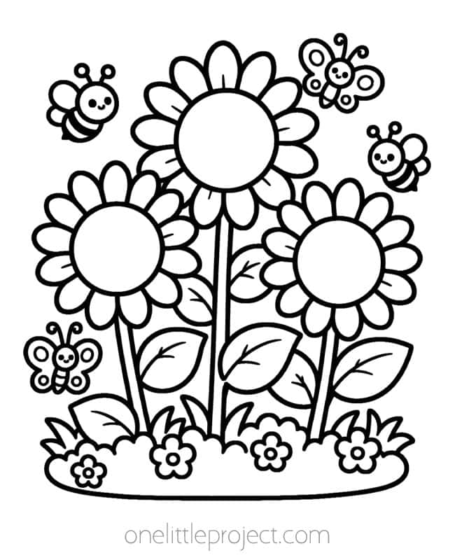 September Color Pages September Color Pages - sunflowers