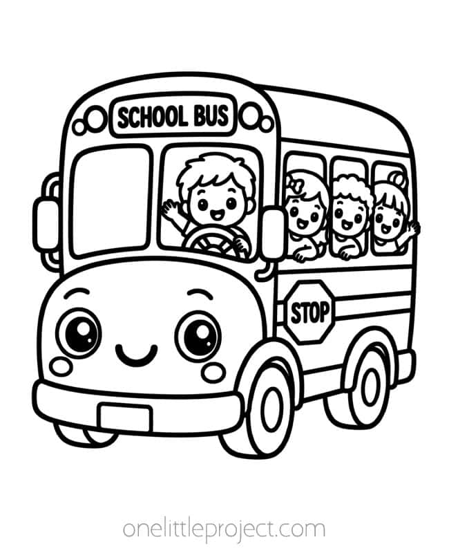 September Coloring Pages September Coloring Pages - cartoon school bus