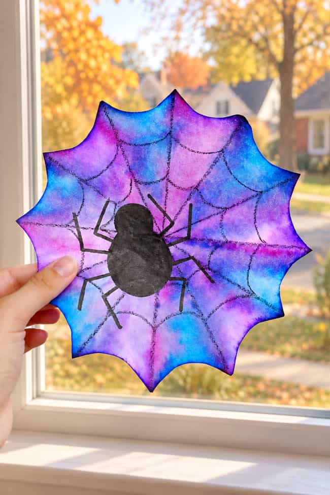 Spider Web Coffee Filter Sunlight filtering through a blue and purple coffee filter spiderweb