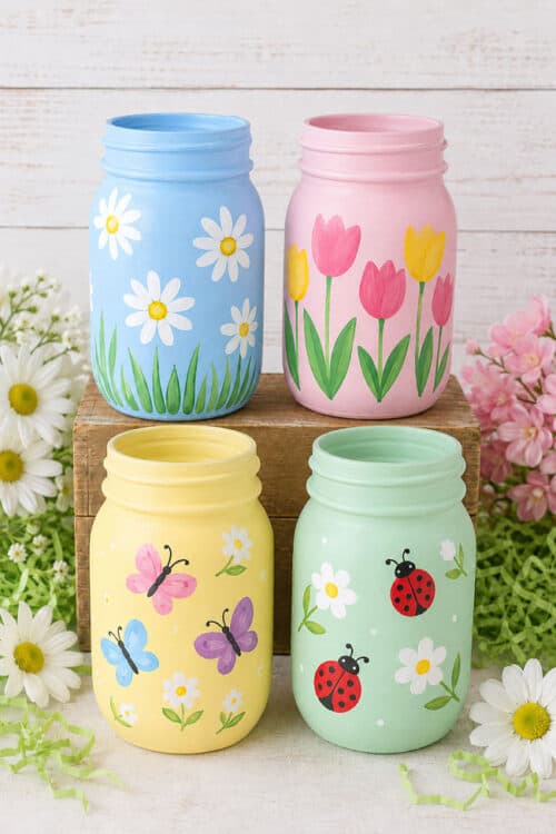 Painted Mason Jars Spring Painted Mason Jars