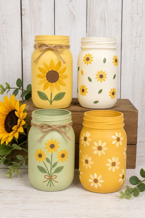 Mason Jar Painting Sunflower Painted Mason Jars