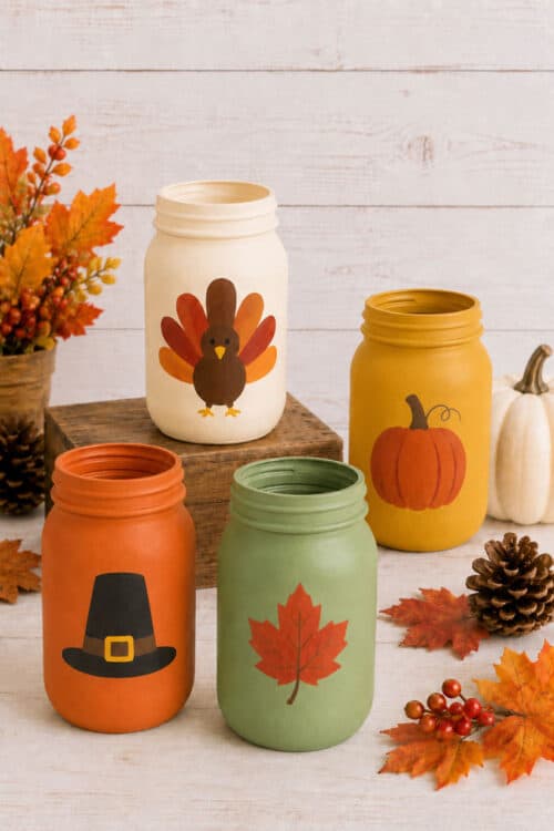 Painting Mason Jars Thanksgiving Painted Mason Jars