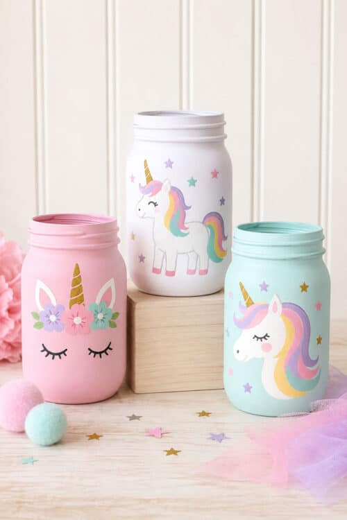 Painted Mason Jars Unicorn Painted Mason Jars