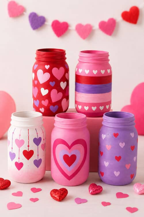 Painted Mason Jars Valentine's Day Painted Mason Jars