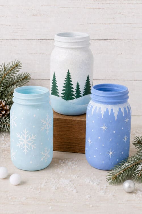 Painted Mason Jars Winter Wonderland Painted Mason Jars