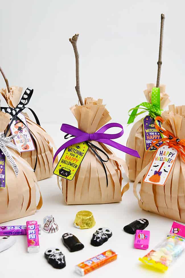 Witch Broom Halloween Treat Bags Treat bags for Halloween with toys and candy
