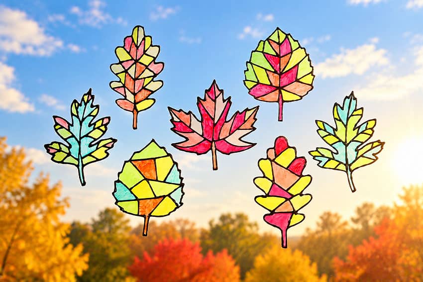 “Stained Glass” Leaf Suncatchers