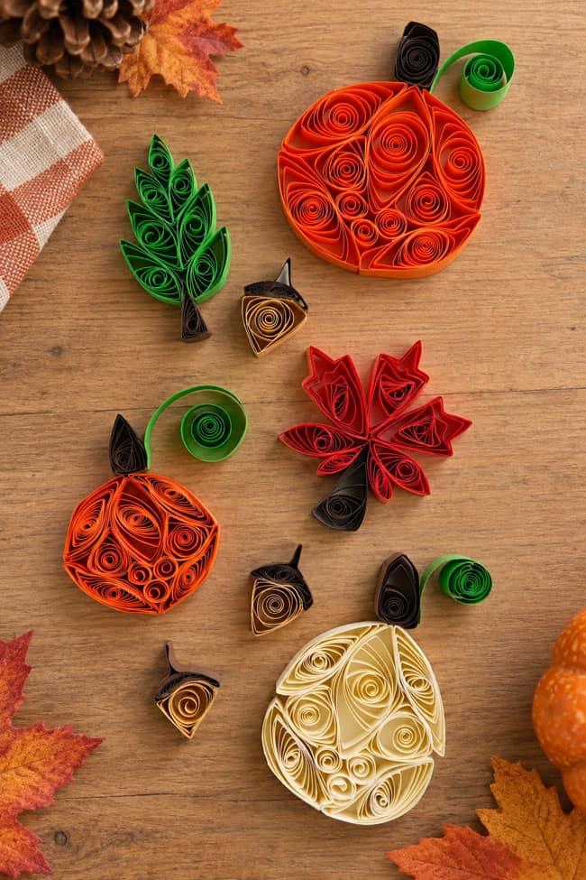 Fall Paper Quilling Fall paper quilling pumpkins, leaves, and acorns