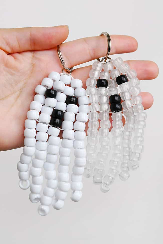 Ghost Pony Bead Pattern Holding pony bead ghost keychains