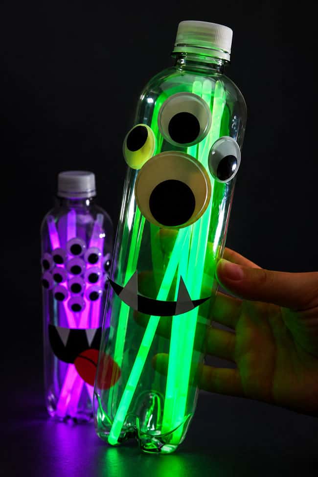 Glow Stick Lantern Craft Closeup on a green glow stick lantern