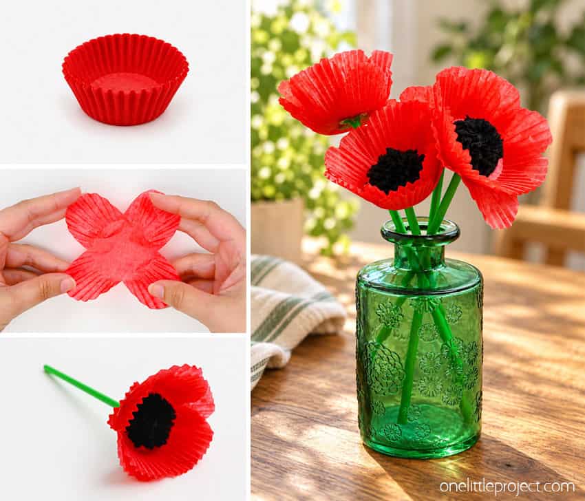 How to Make a Cupcake Liner Poppy DIY cupcake liner poppies