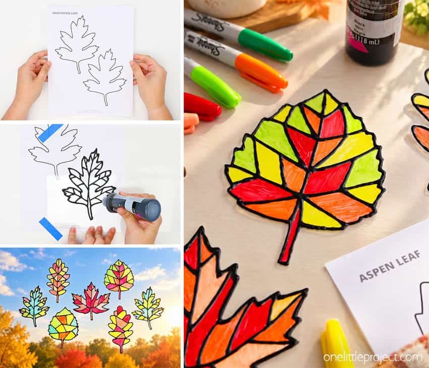 DIY leaf suncatchers