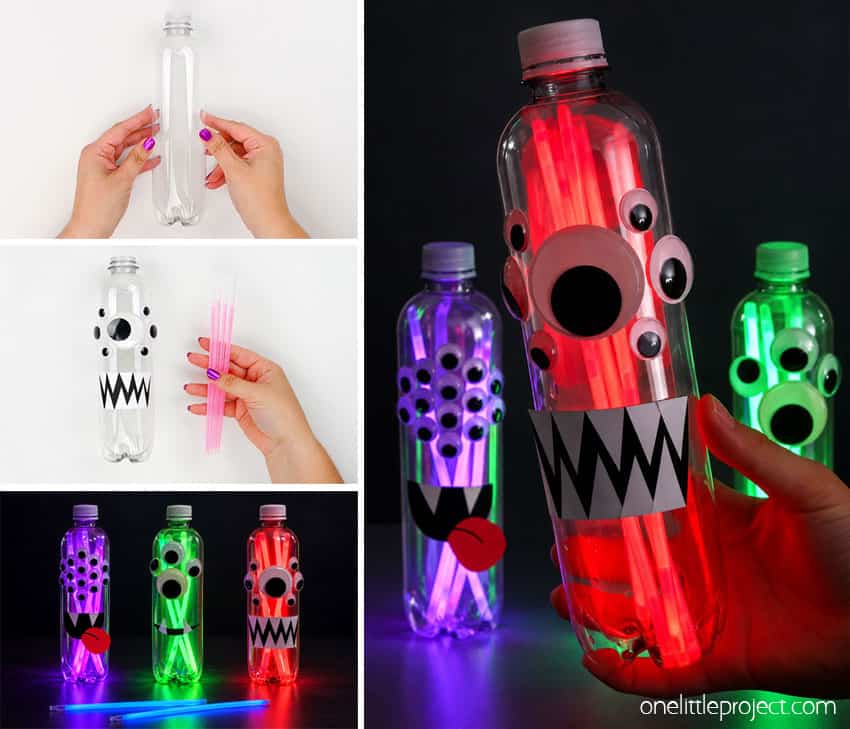 How to Make Monster Glow Stick Lanterns DIY monster glow stick lanterns