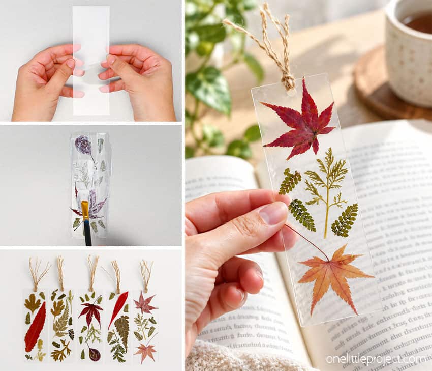 How to Make a Pressed Leaf Bookmark DIY pressed leaf bookmark