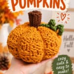 Knitted pumpkin plushies