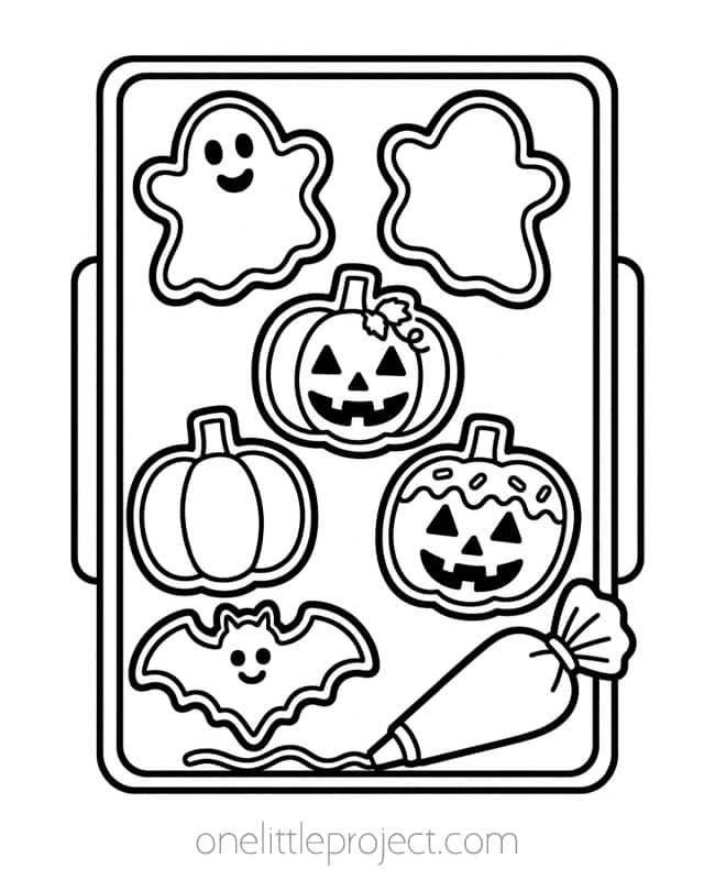 October Color Pages October Color Pages - Halloween shaped cookie decorating