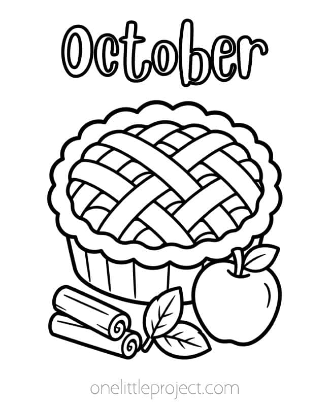 October Coloring Pages October Coloring Pages - apple pie with cinnamon