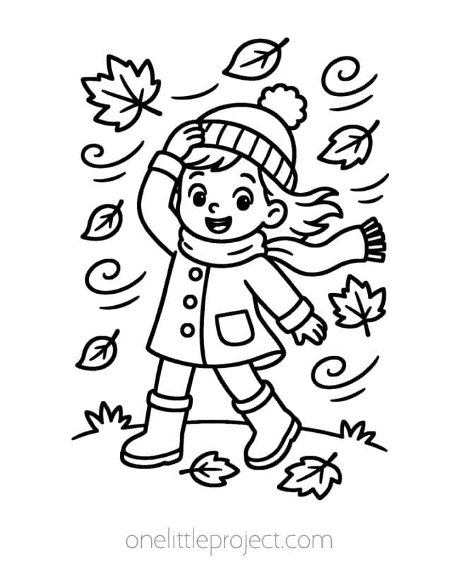 October Coloring Pages October Coloring Pages - windy fall day