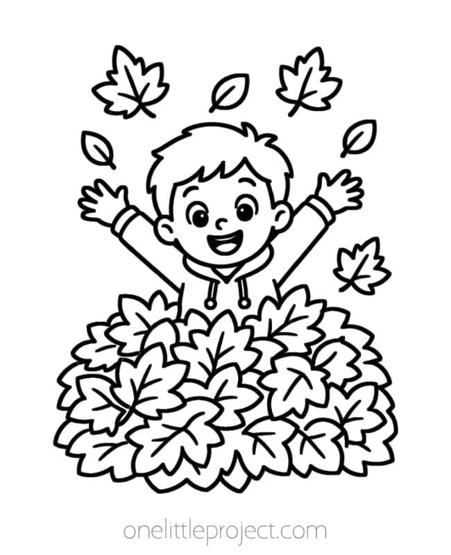 October Coloring Sheets October Coloring Sheets - jumping in a pile of leaves