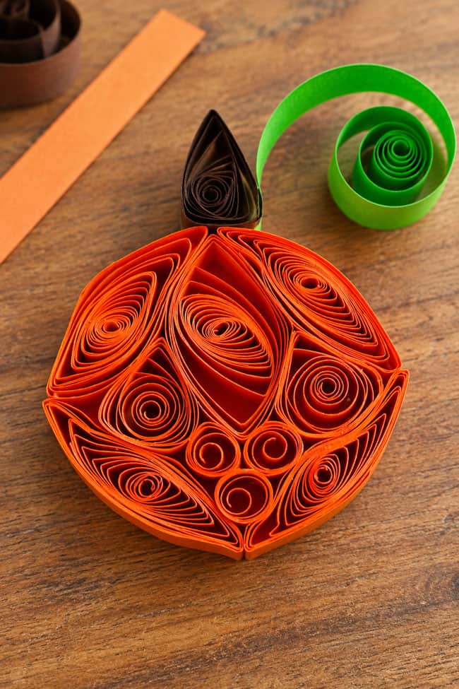 Paper Quilling Pumpkin Closeup on a paper quilled pumpkin