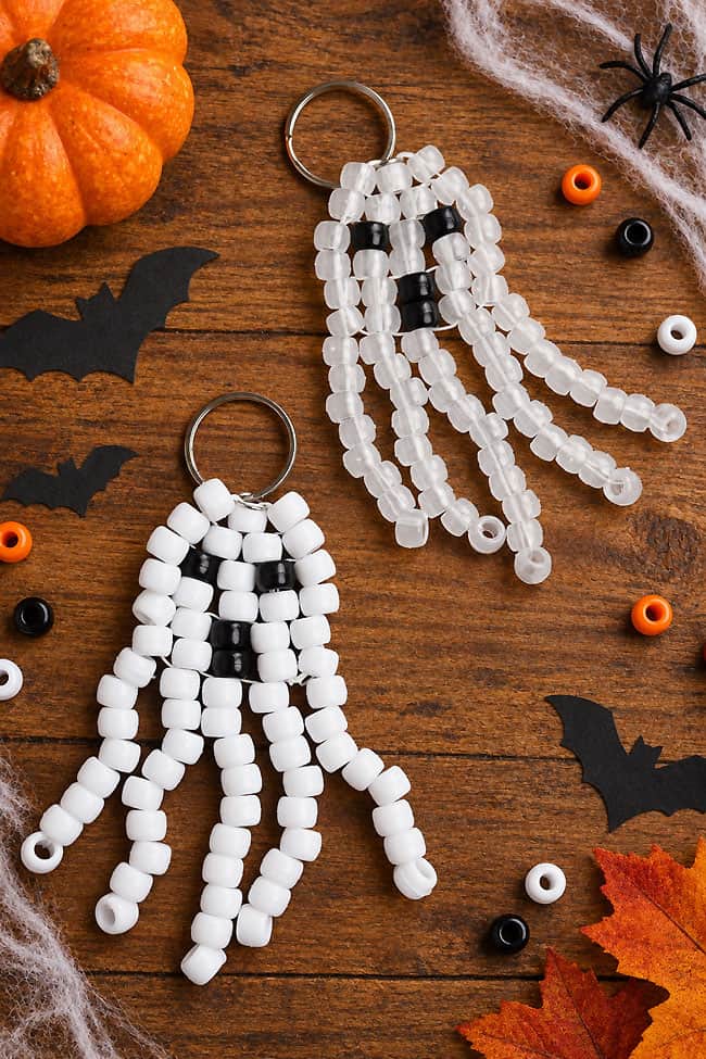 Pony Bead Ghost Cute and flowing pony bead ghost keychains