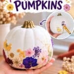 Pumpkin decor with pressed flowers