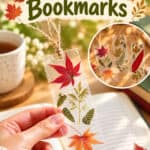 Making a DIY bookmark with pressed fall leaves